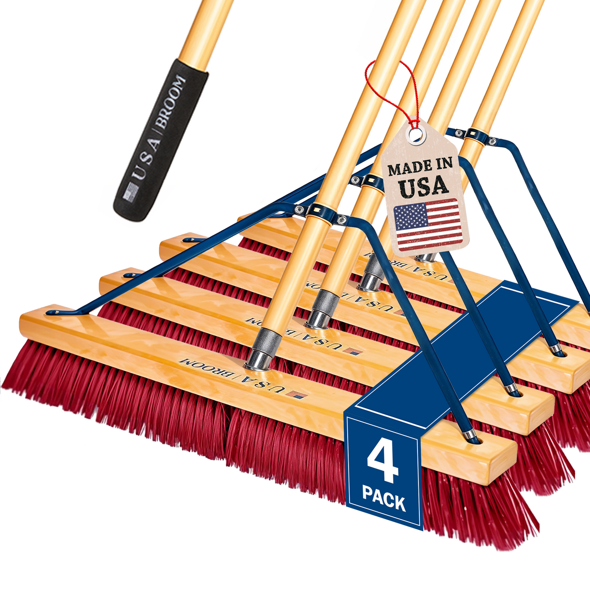 4 Pack Bundle- 36 Inch Everyday Sweep Push Broom – USA Broom