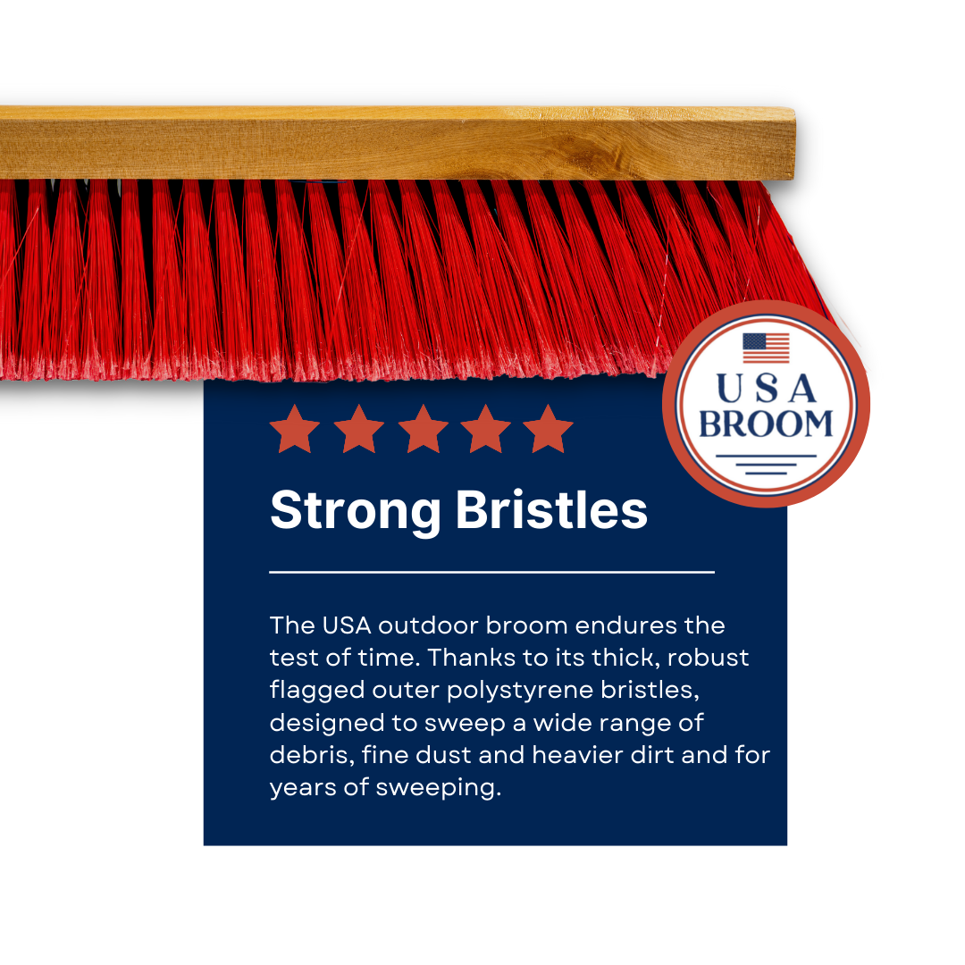 Outdoor Stiff-Bristle Poly Push Broom, 24, Red, Each